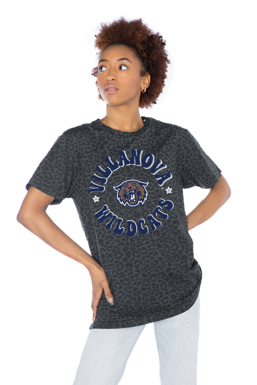 Premium VILLANOVA WILDCATS Victory Leopard Crew Neck Tee - Ultimate Comfort Fit