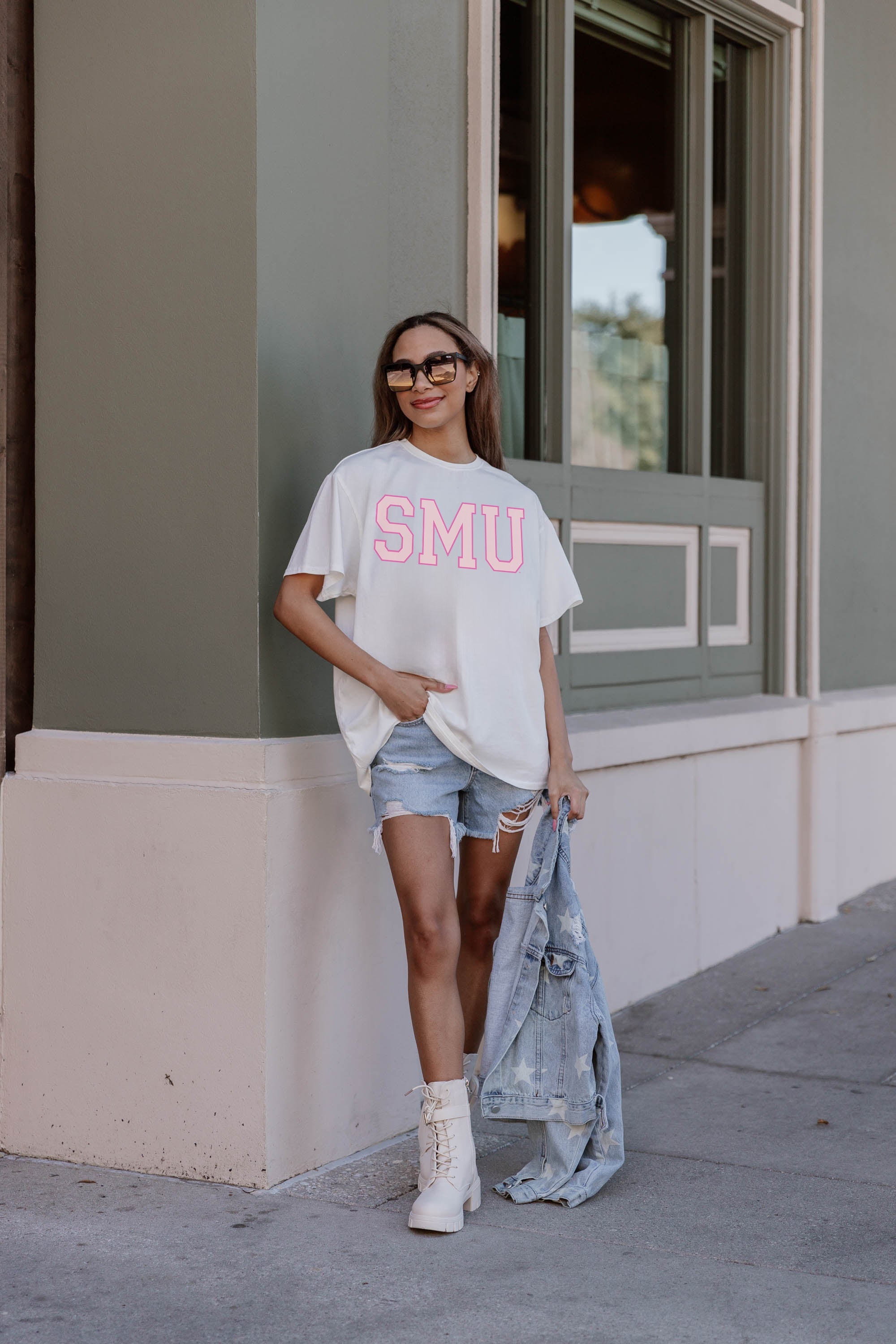 Premium SMU Mustangs Gameday Oversized Crewneck Tee - Ultimate Comfort & Style