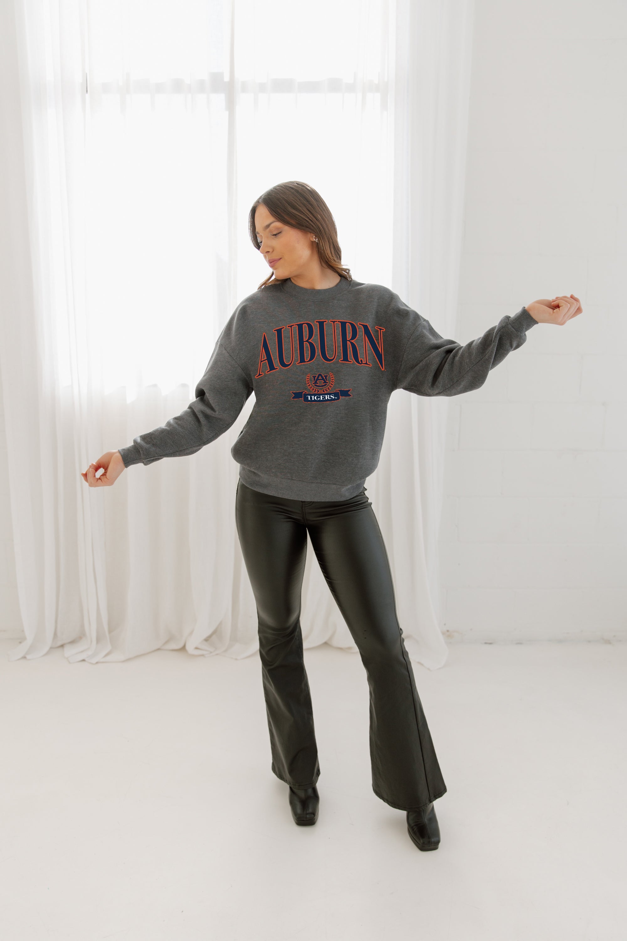 Auburn Tigers Ultimate Comfort Premium Fleece Drop Shoulder Crewneck Pullover