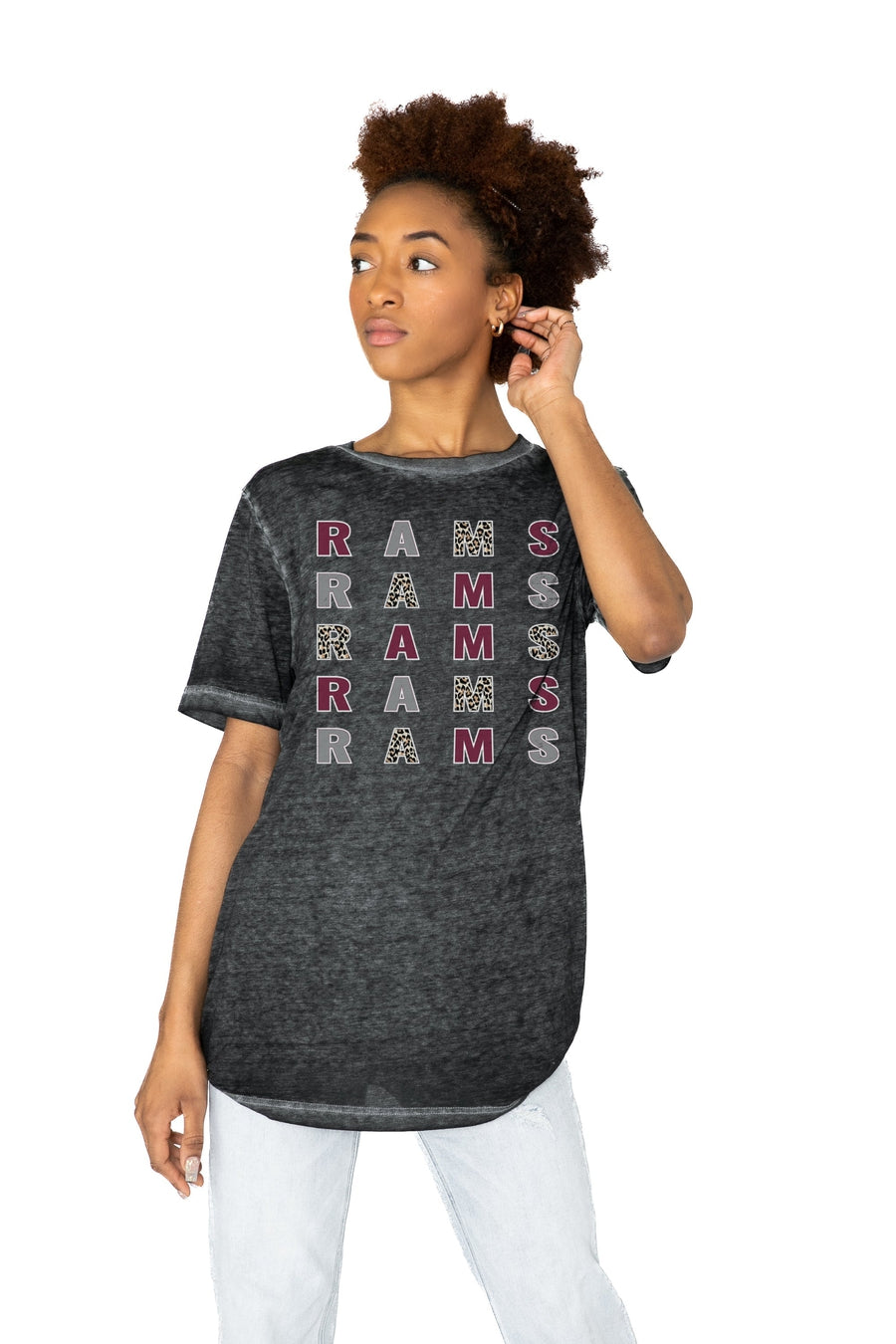 Premium Fordham Rams Acid Wash Boyfriend Tee - Ultimate Comfort & Style