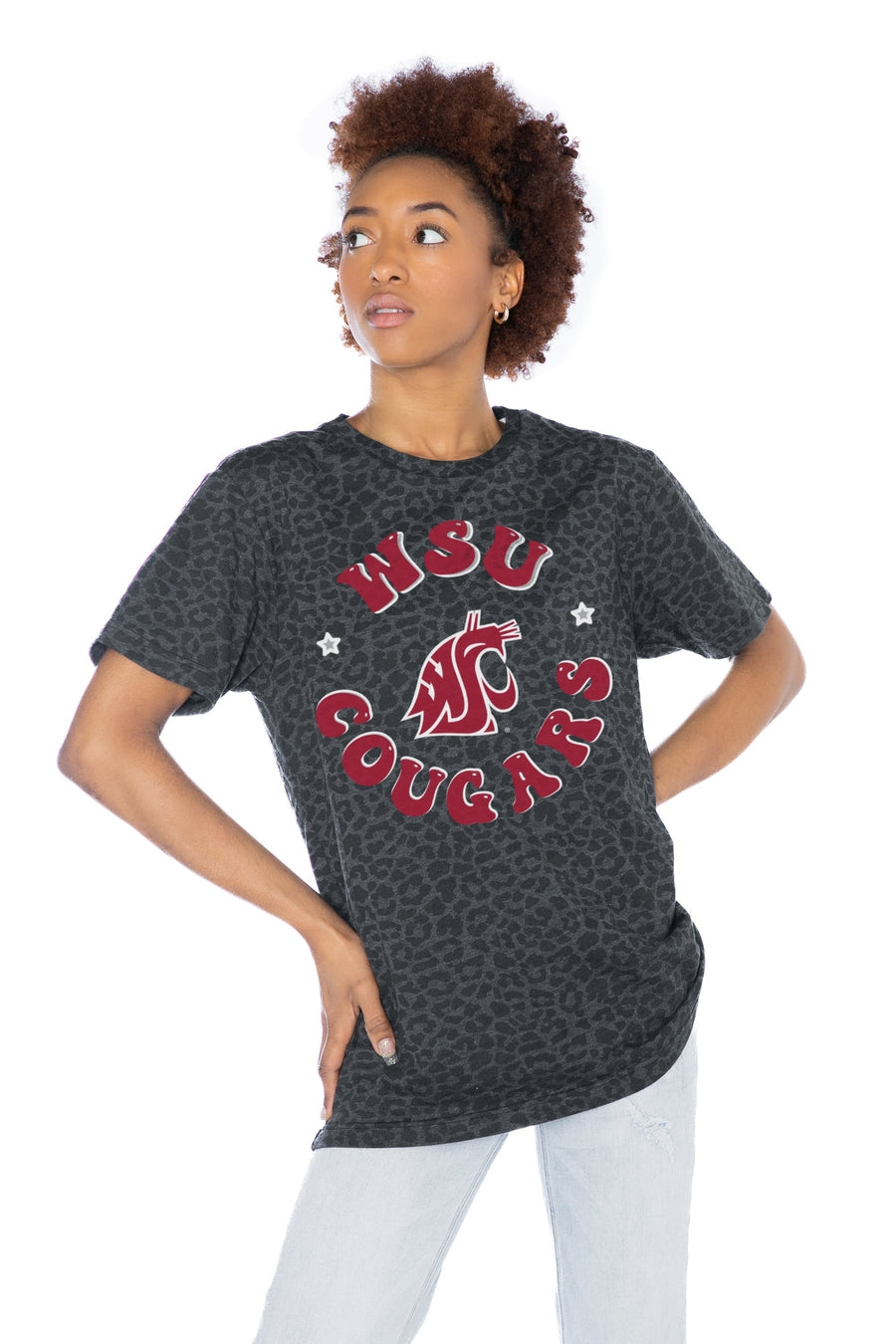 Premium Washington State Cougars Victory Leopard Crew Neck Tee - Unisex Fit