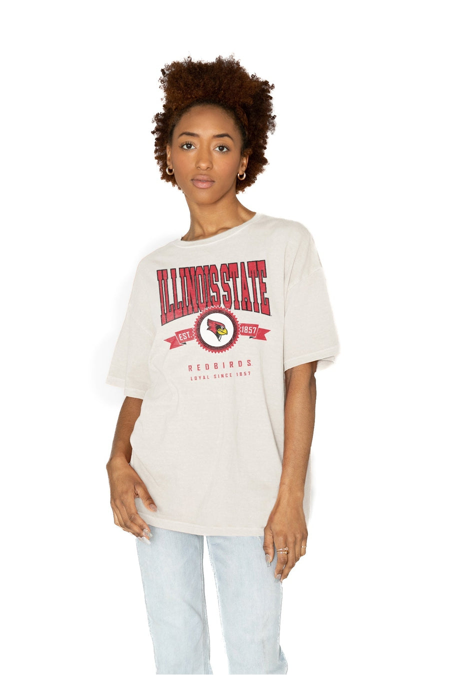 Premium Illinois State Redbirds Oversized Cotton Crewneck Tee