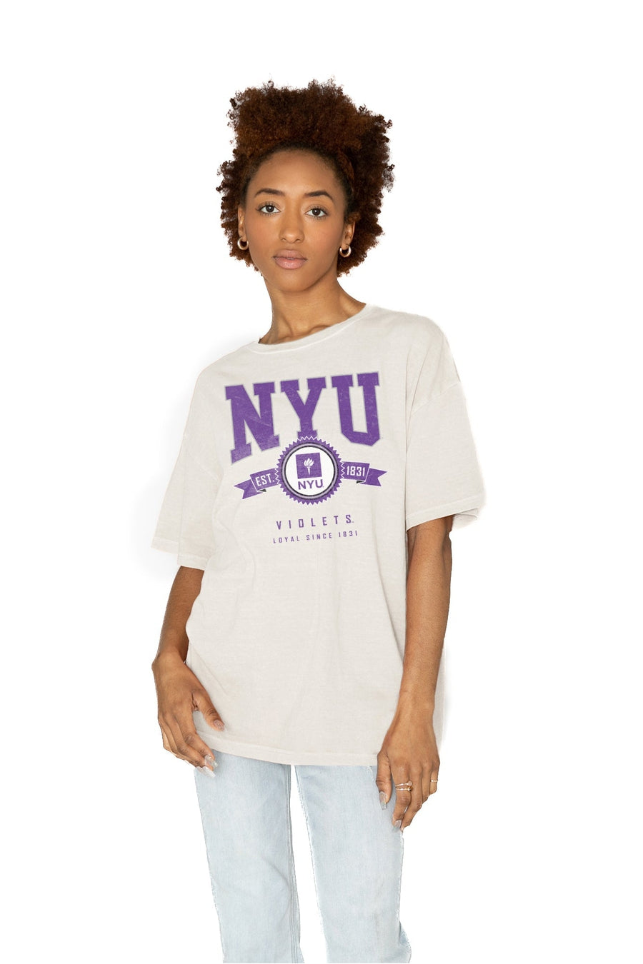 Premium NYU Violets Oversized Crewneck Tee - Ultimate Comfort & Style