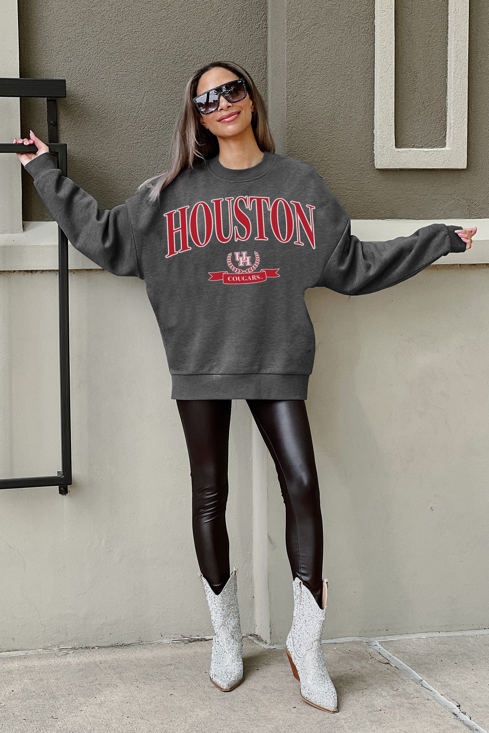 Houston Cougars Ultimate Comfort Premium Fleece Drop Shoulder Pullover