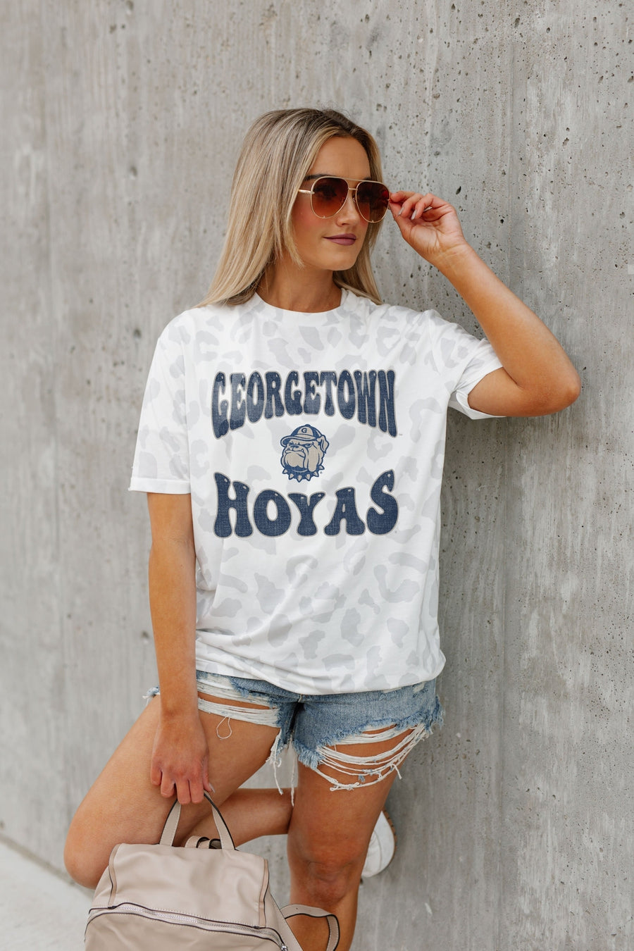 Premium Georgetown Hoyas Crushing Victory Leopard Print Tee - Ultimate Game Day Essential