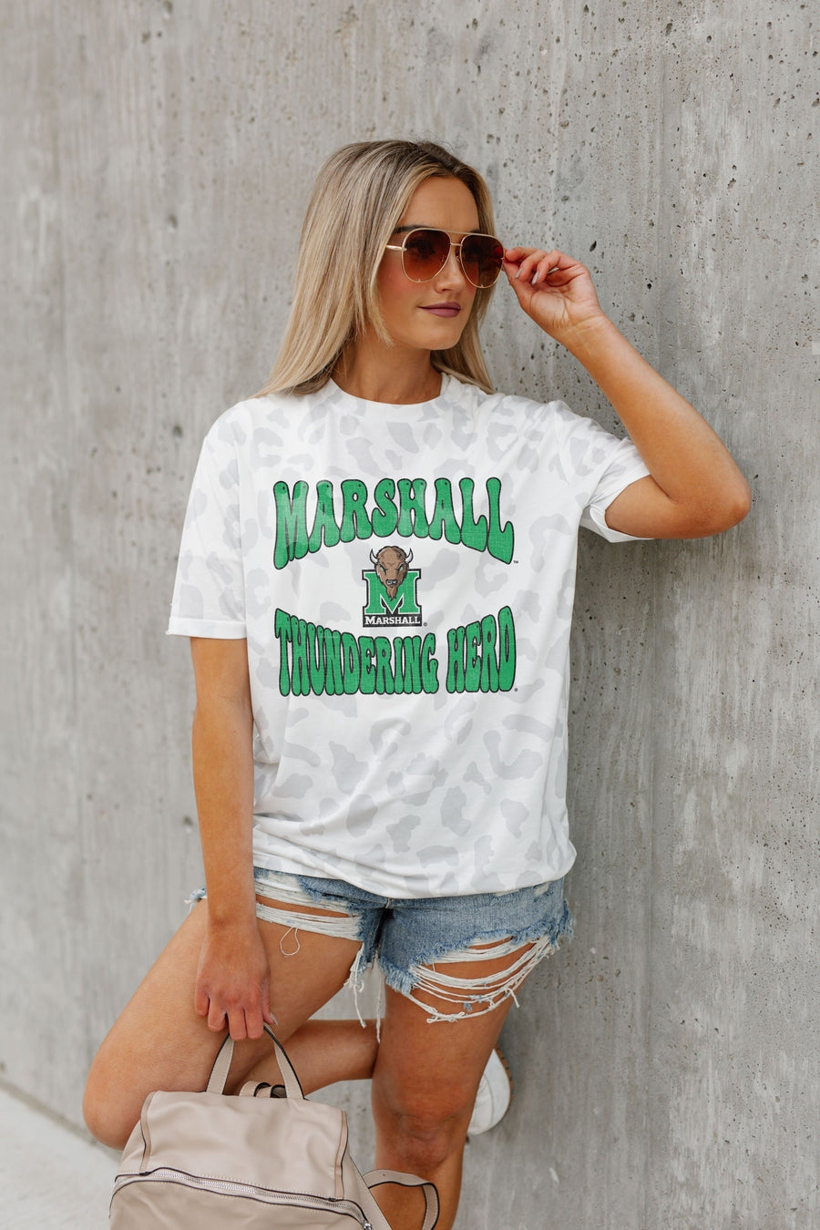 Premium MARSHALL THUNDERING HERD Leopard Print Tee - Ultimate Game Day Essential