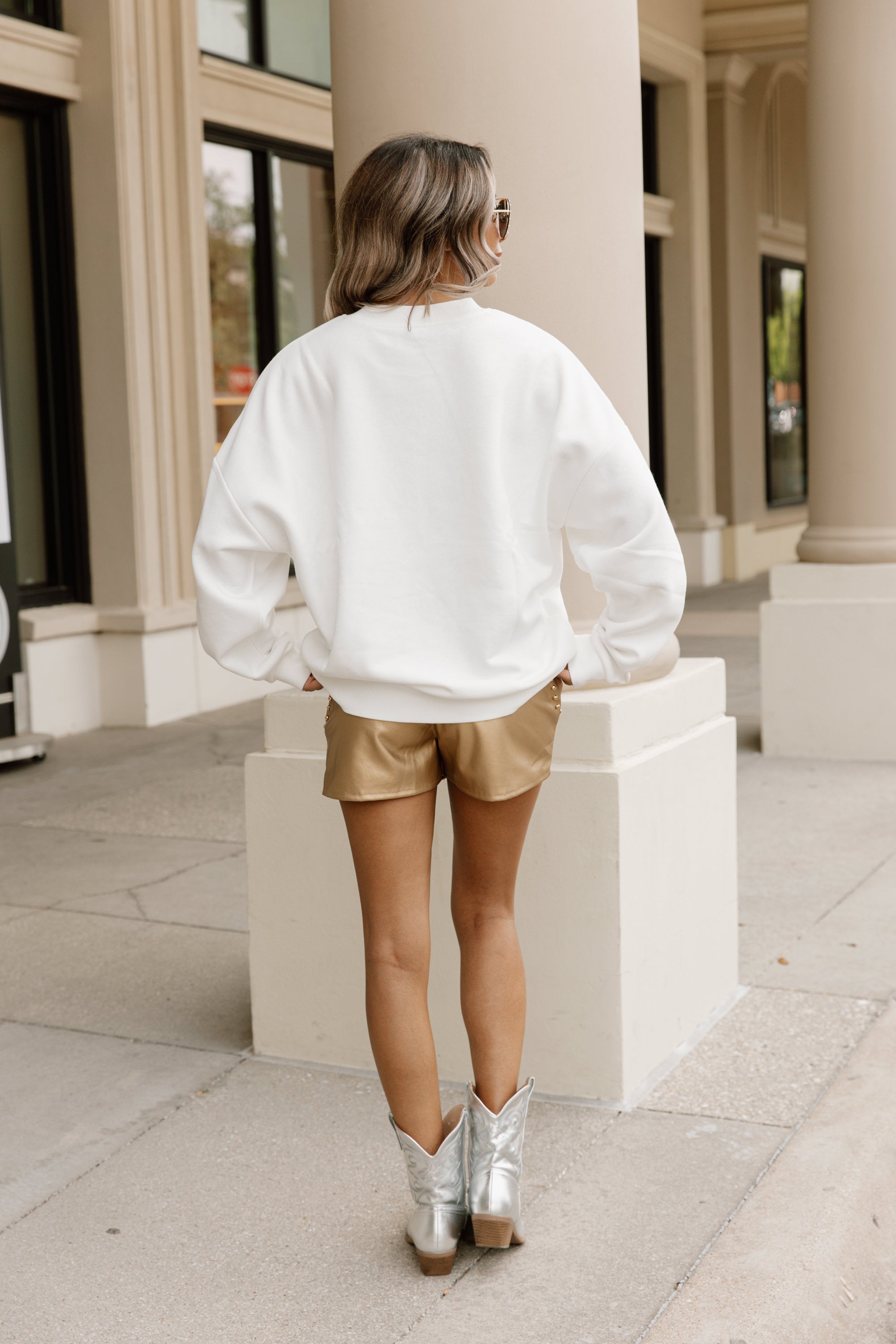 Ultimate Holiday Drop Shoulder Crewneck Sweatshirt - White
