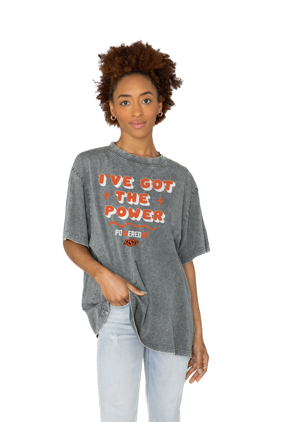 Premium Oklahoma State Cowboys 'I've Got the Power' Oversized Crewneck Tee