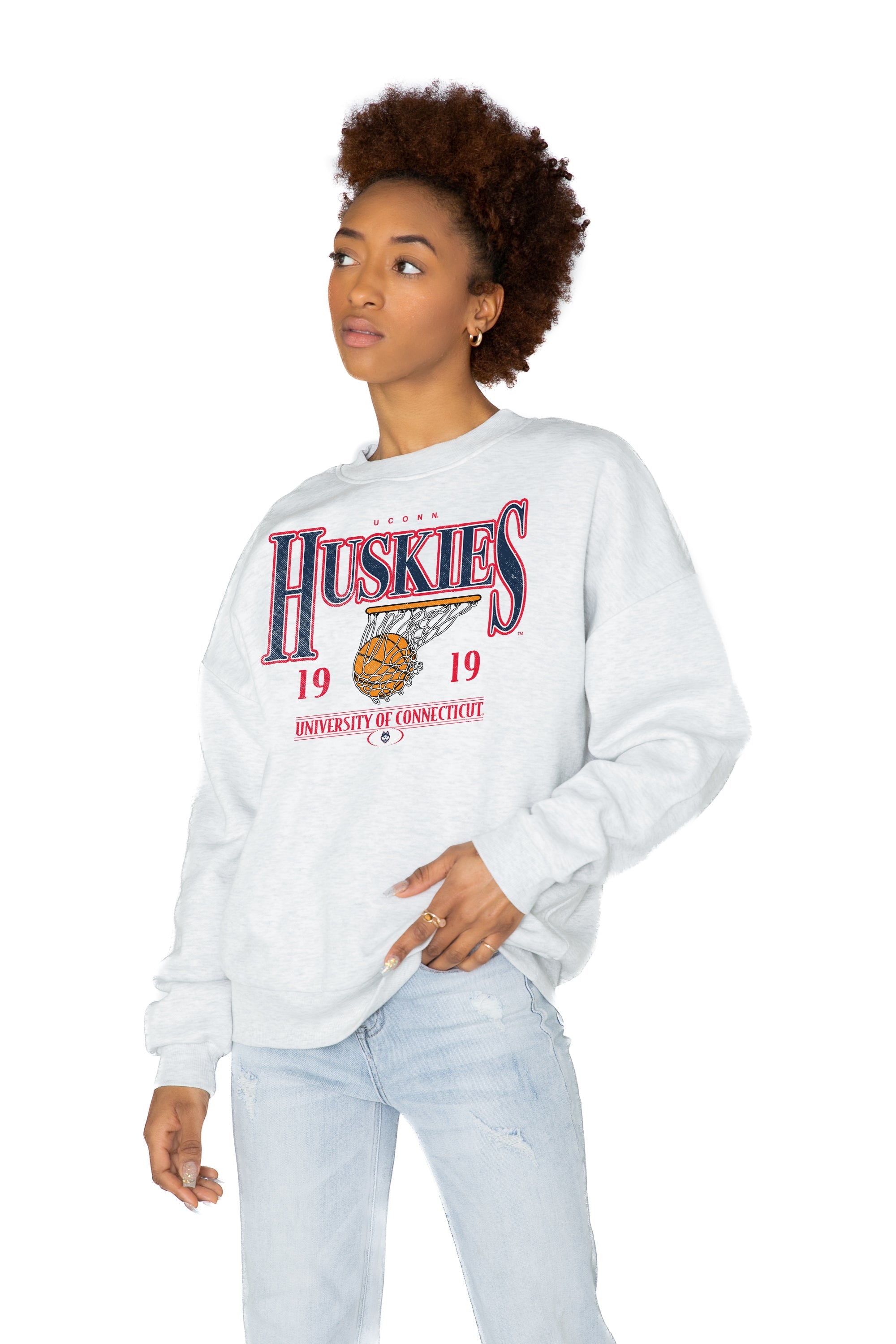 Premium UConn Huskies Fleece Drop Shoulder Crewneck Pullover - Ultimate Comfort & Style