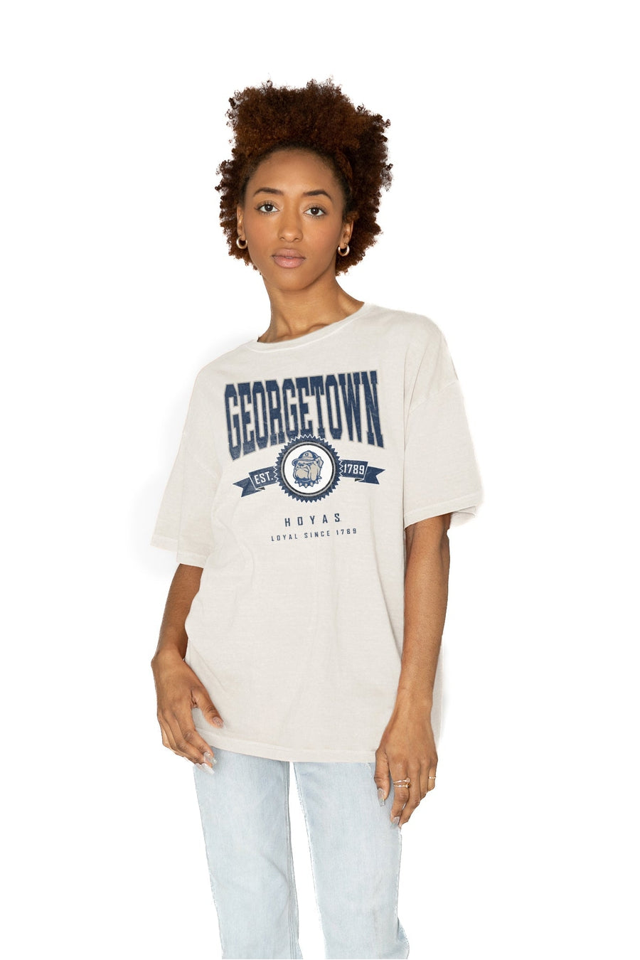 Premium Georgetown Hoyas Oversized Cotton Crewneck Tee