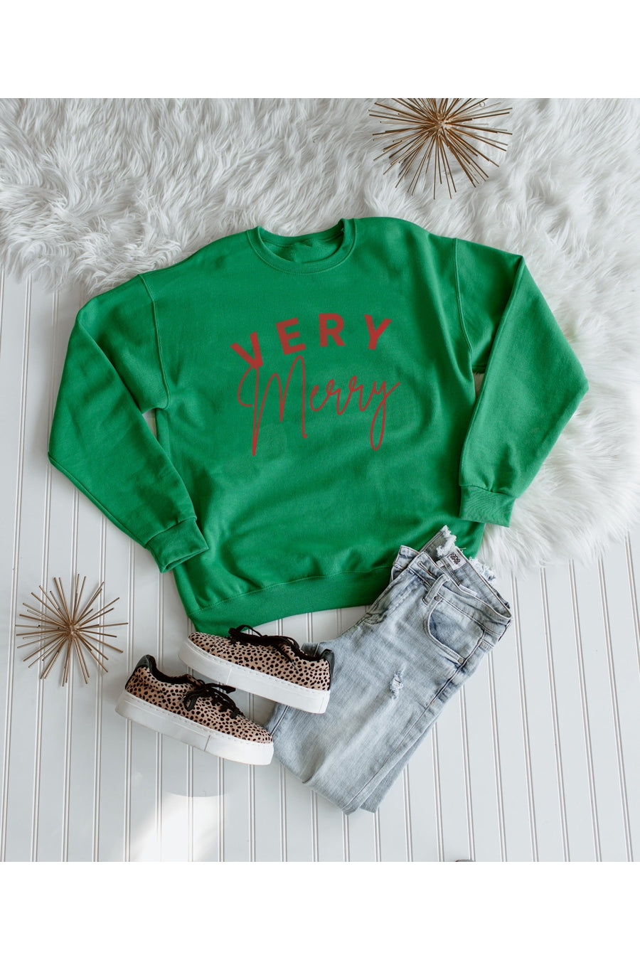 Premium Kelly Green Oversized Holiday Crew Sweatshirt