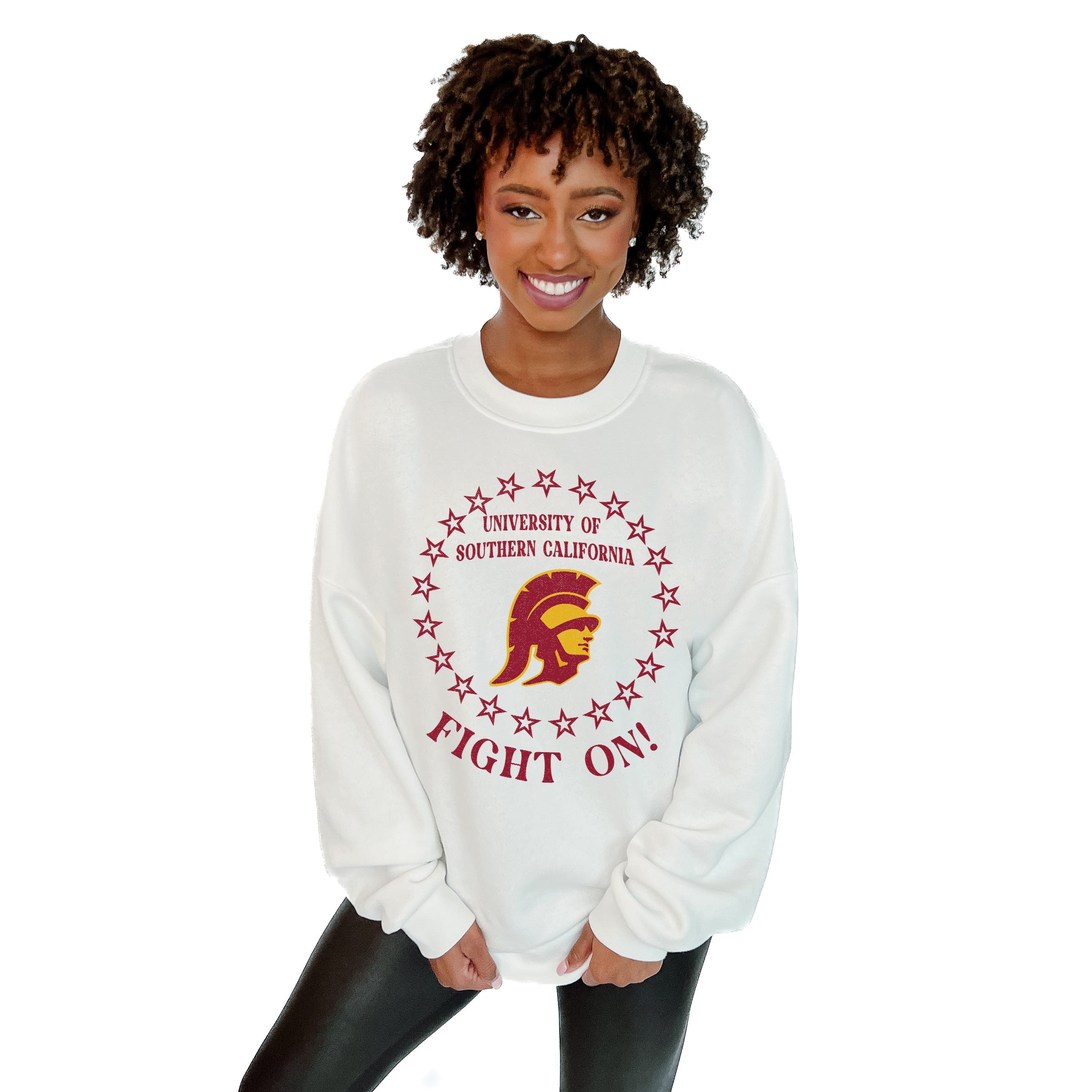 Ultimate USC Trojans Premium Fleece Drop Shoulder Crewneck Pullover