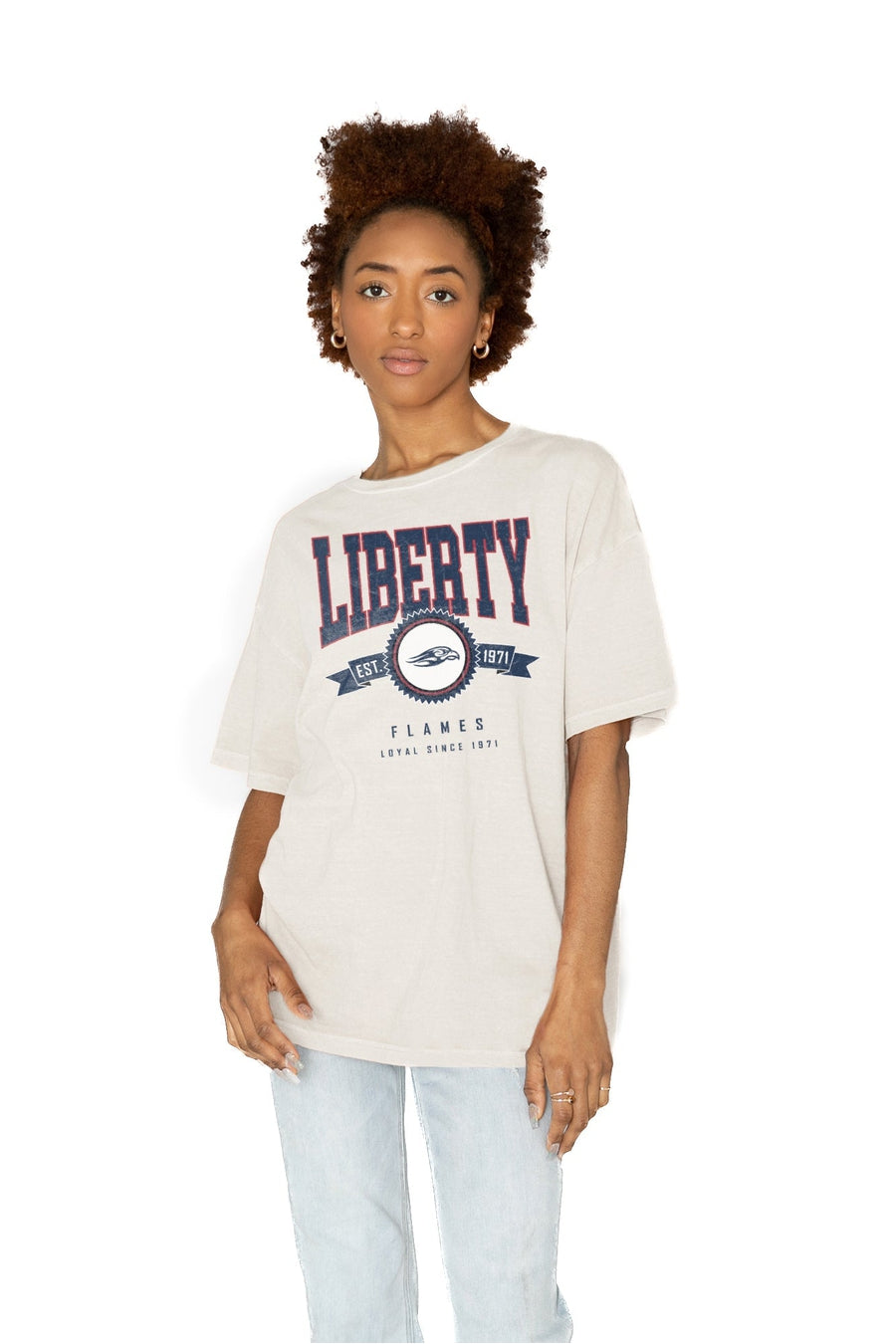 Premium Liberty Flames Oversized Cotton Crewneck Tee