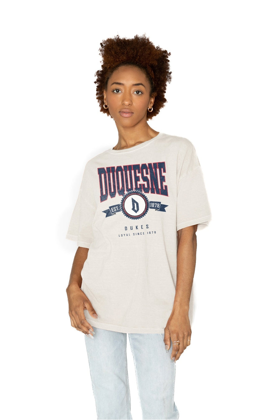 Premium Oversized Crewneck Tee - DUQUESNE UNIVERSITY DUKES Collection