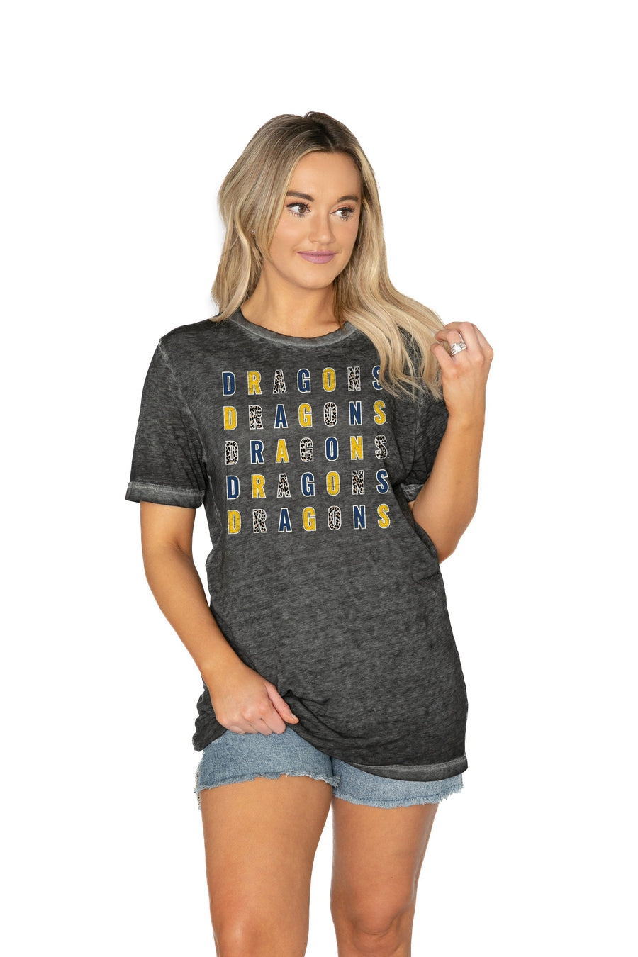 DREXEL UNIVERSITY DRAGONS RUNNING WILD ACID WASH BOYFRIEND TEE