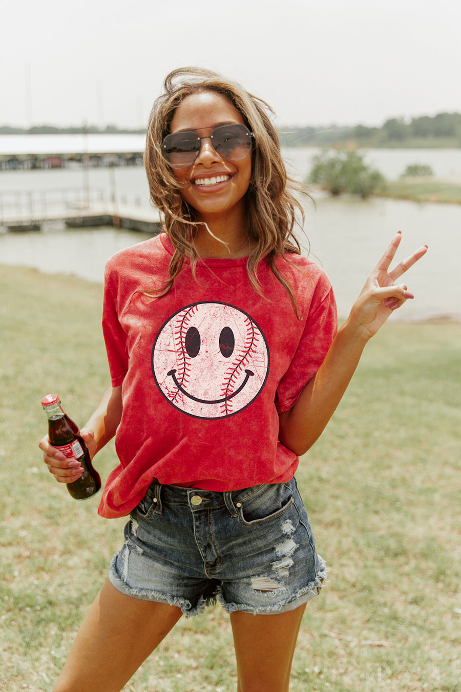 BALL FIELD VIBES ACID WASH TEE
