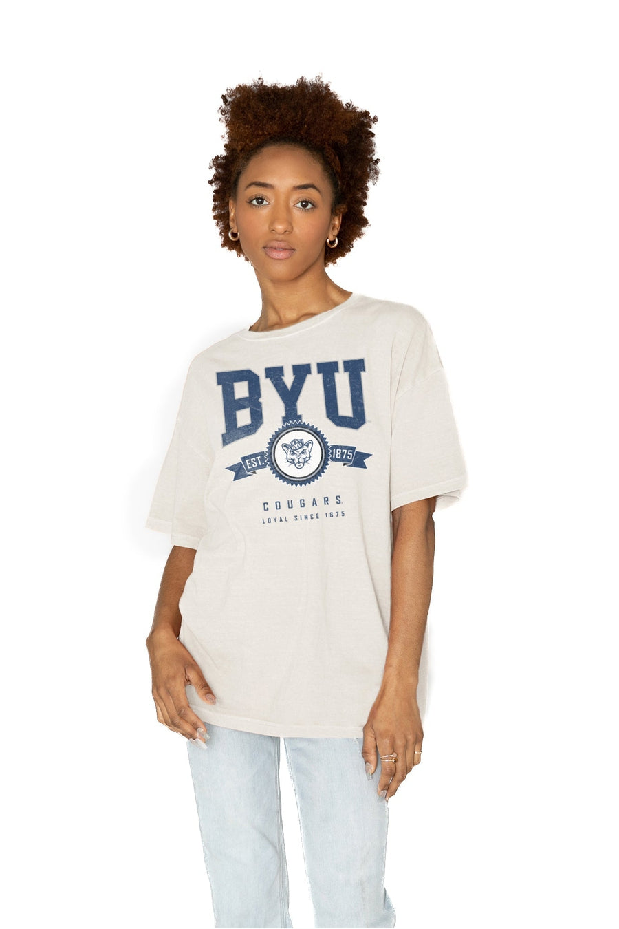 BYU COUGARS Ultimate Oversized Crew Neck Tee - Premium Cotton Comfort