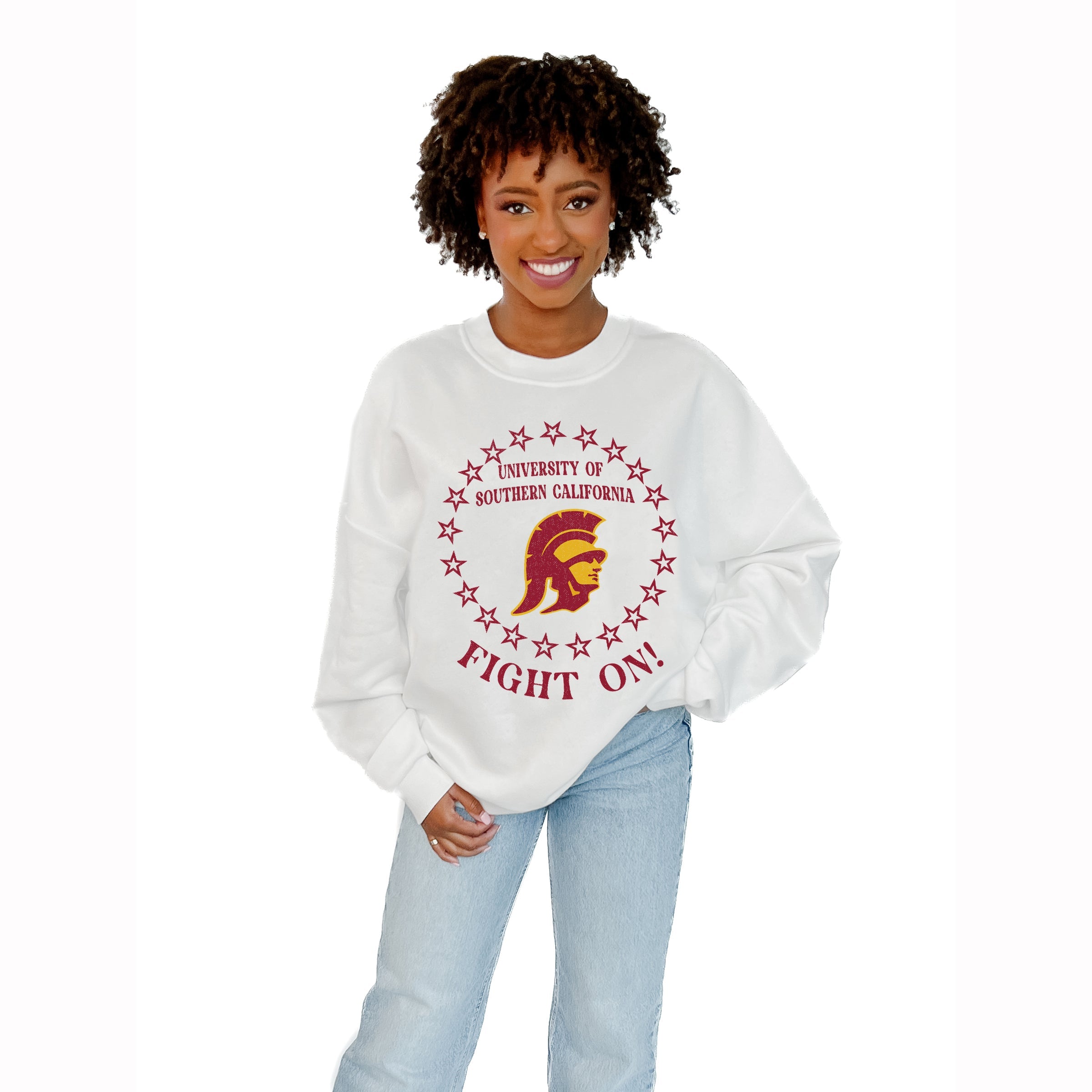 Ultimate USC Trojans Premium Fleece Drop Shoulder Crewneck Pullover