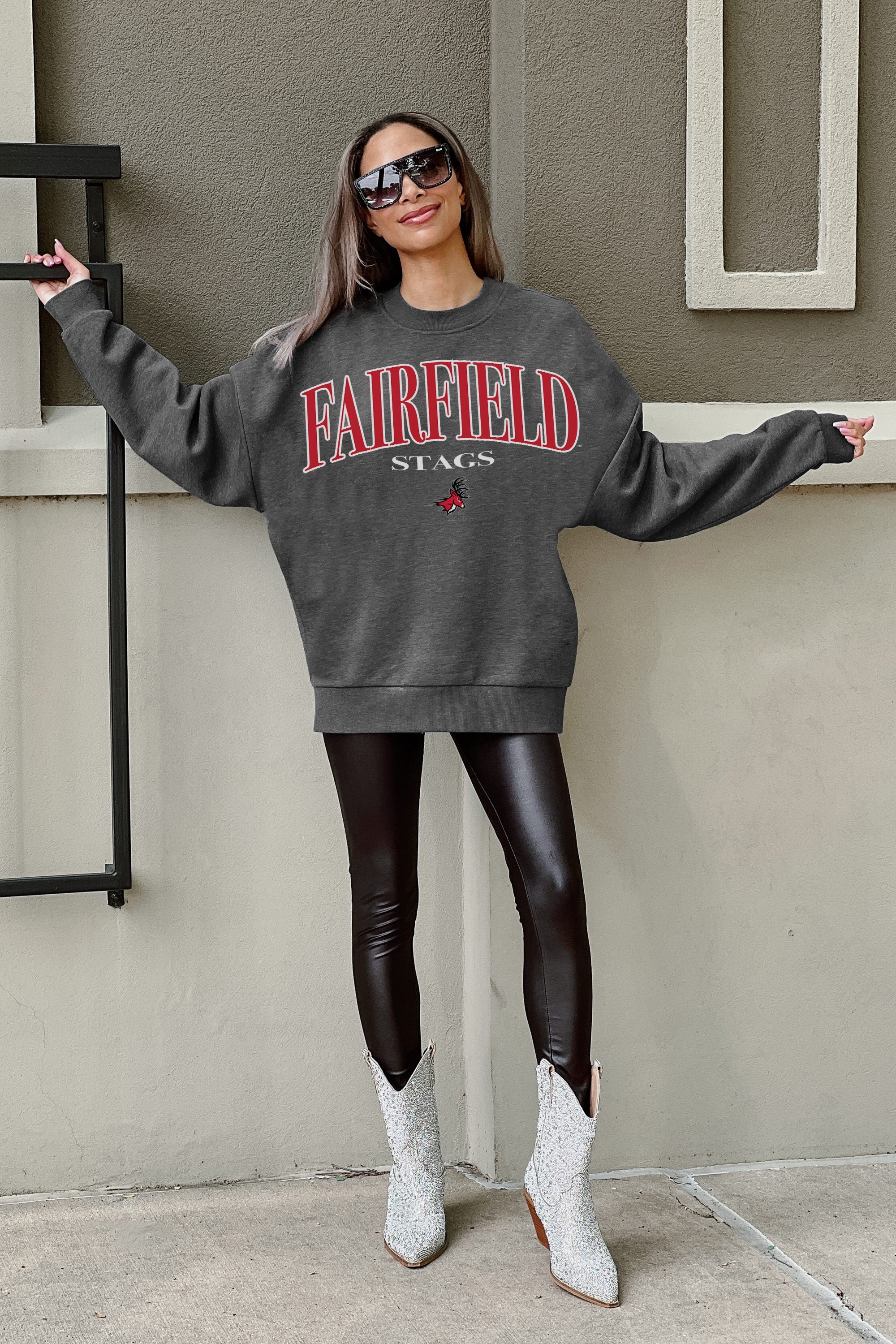 Fairfield Stags Ultimate Premium Fleece Drop Shoulder Crewneck Pullover
