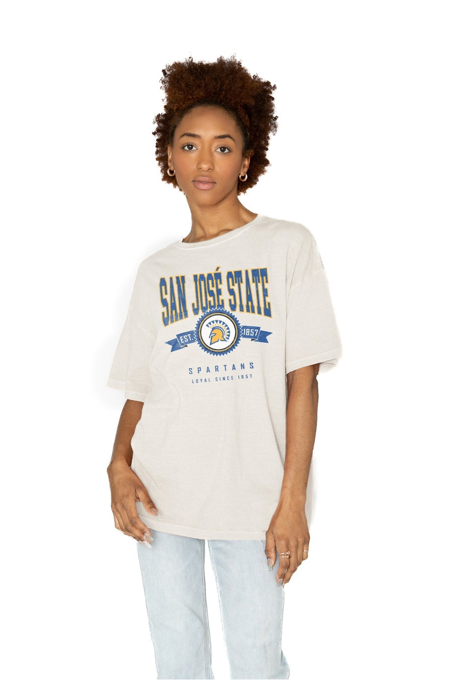 Premium Oversized Cotton Crewneck Tee - San Jose State Spartans Edition