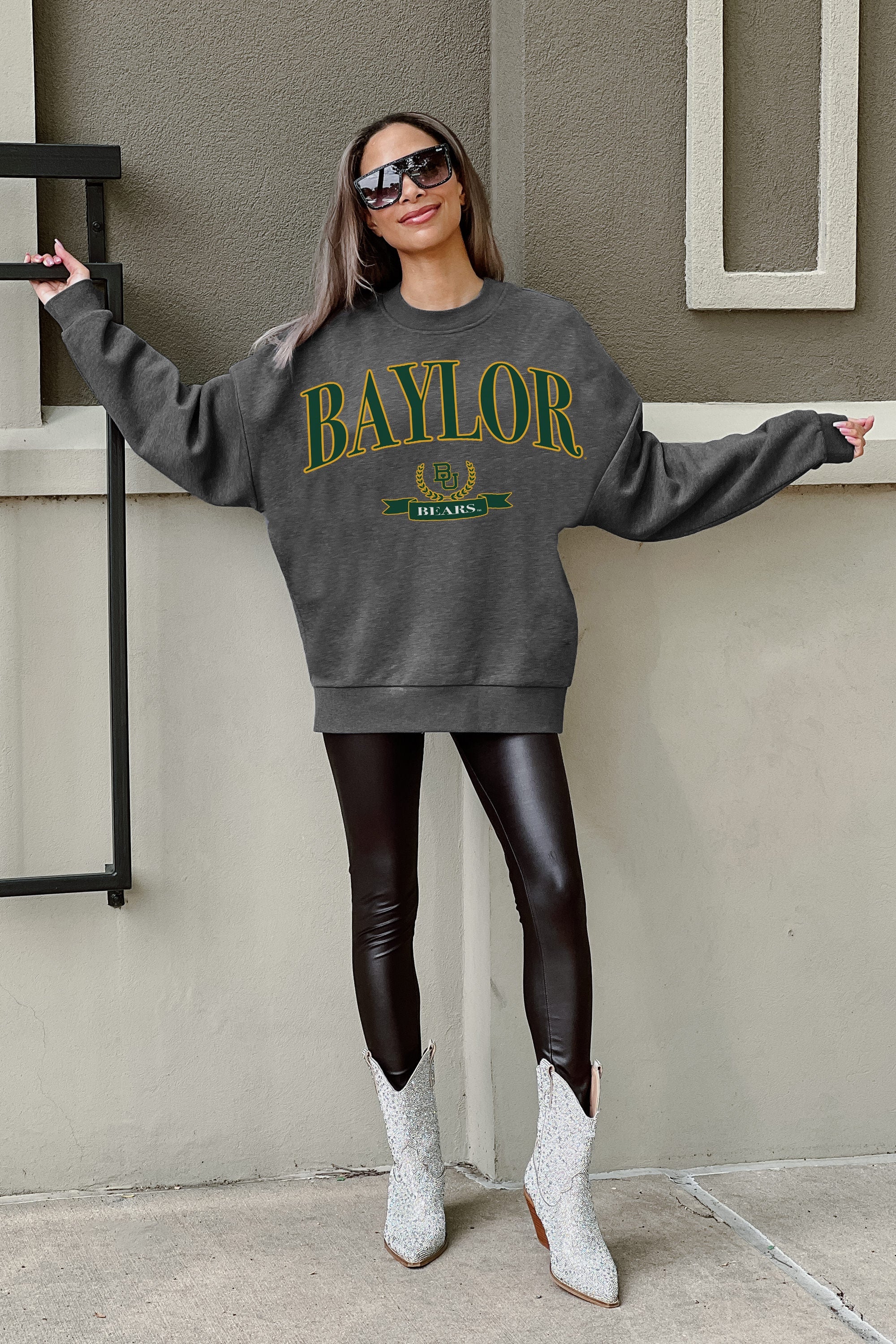 BAYLOR BEARS Premium Fleece Drop Shoulder Crewneck Pullover - Seal the Deal Style