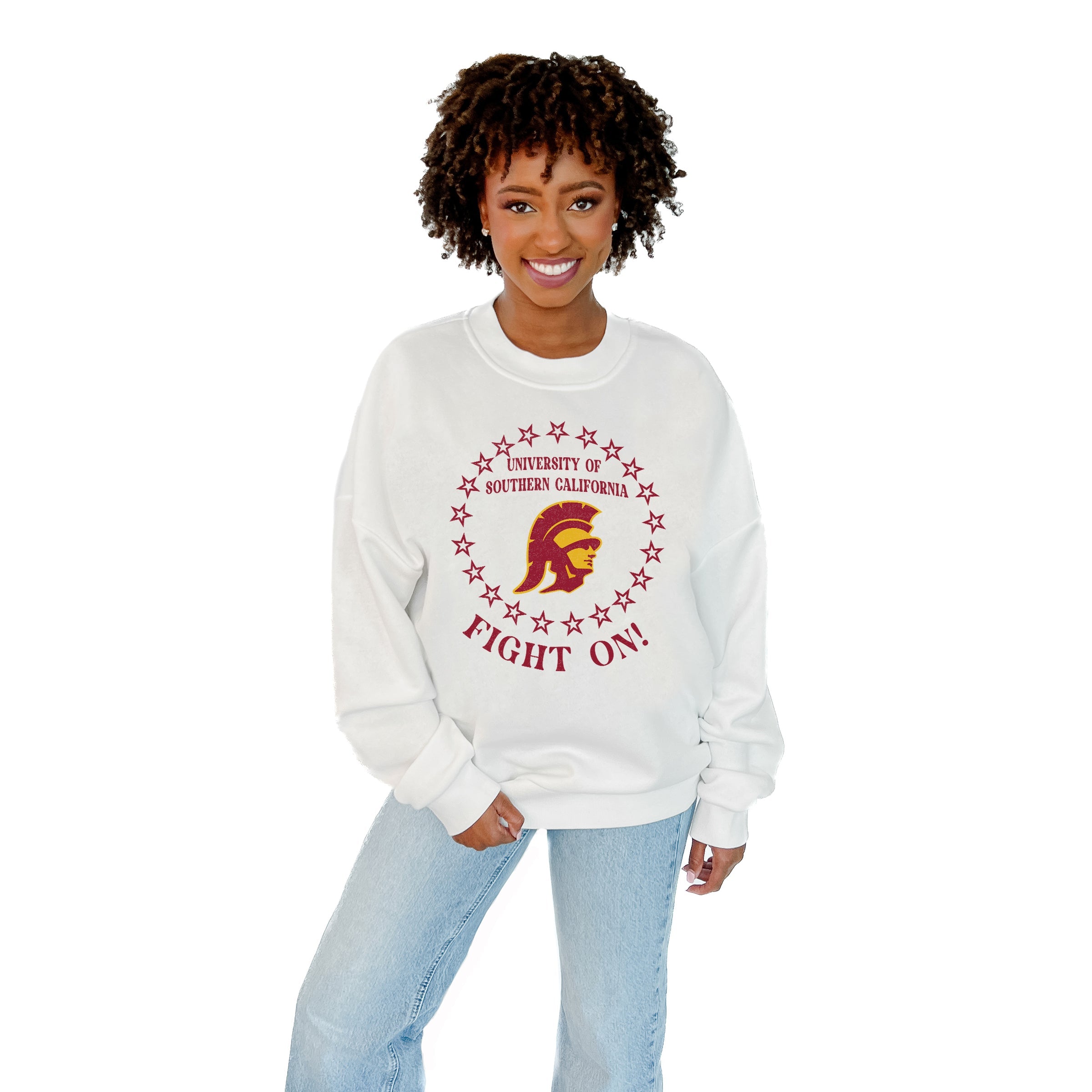 Ultimate USC Trojans Premium Fleece Drop Shoulder Crewneck Pullover