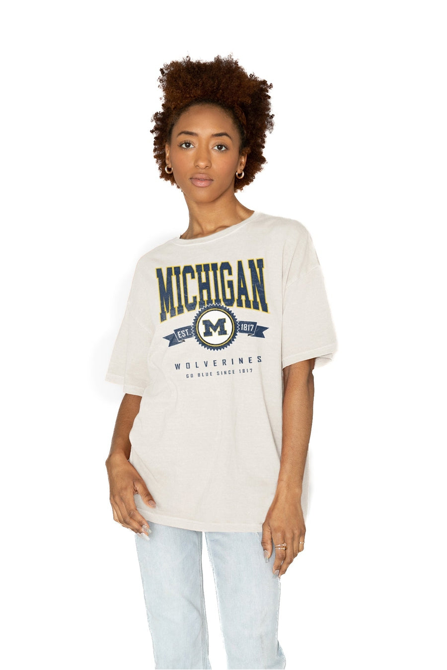 Premium Michigan Wolverines Oversized Cotton Crewneck Tee