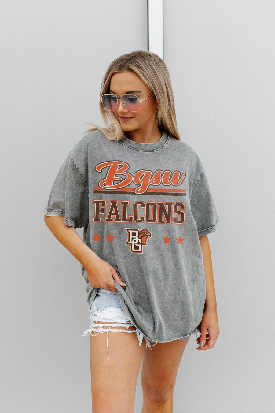 Premium Oversized Cotton Crewneck Tee - Bowling Green Falcons Edition