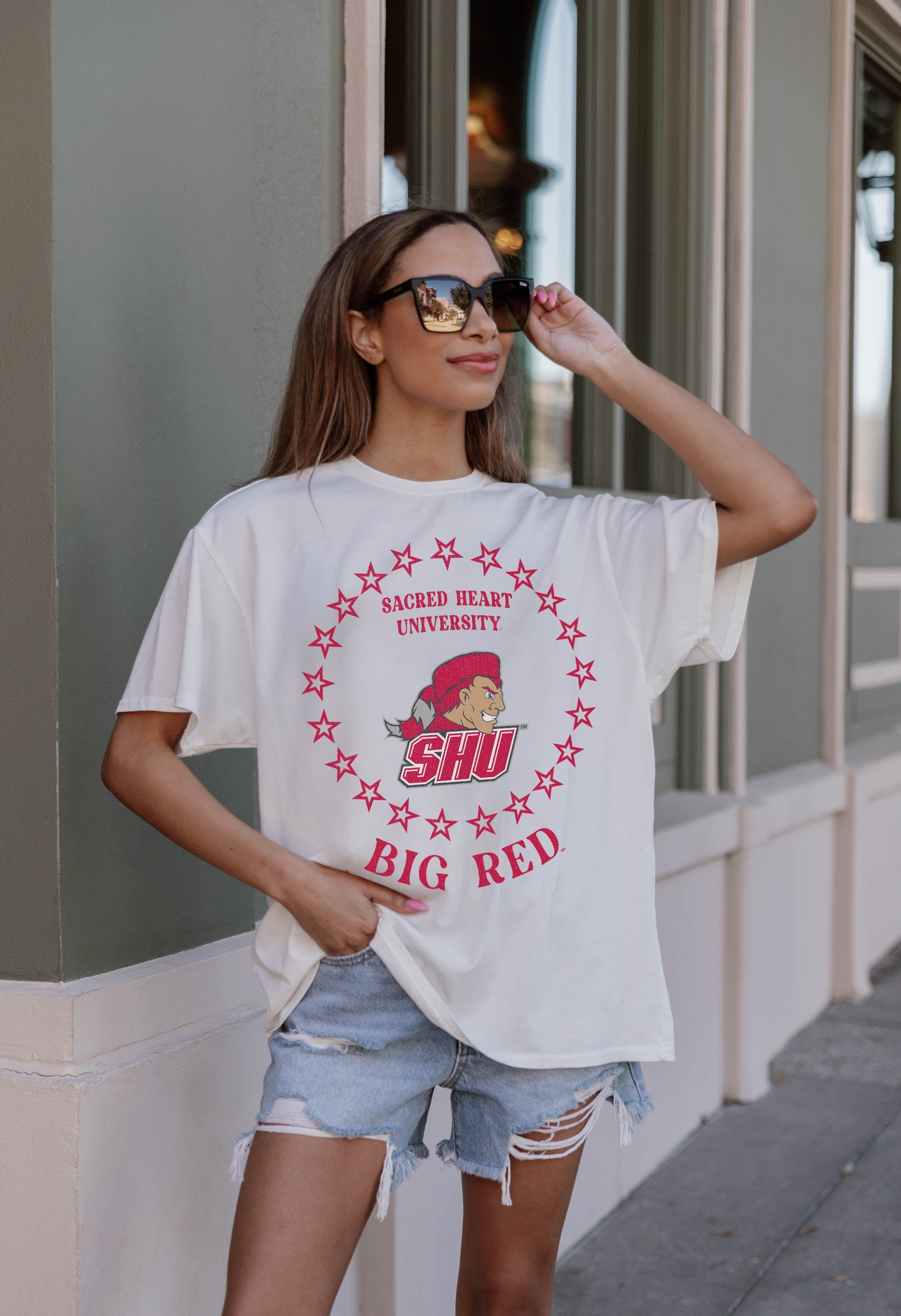 Premium Oversized Sacred Heart Pioneers Crewneck Tee - Ultimate Comfort & Style
