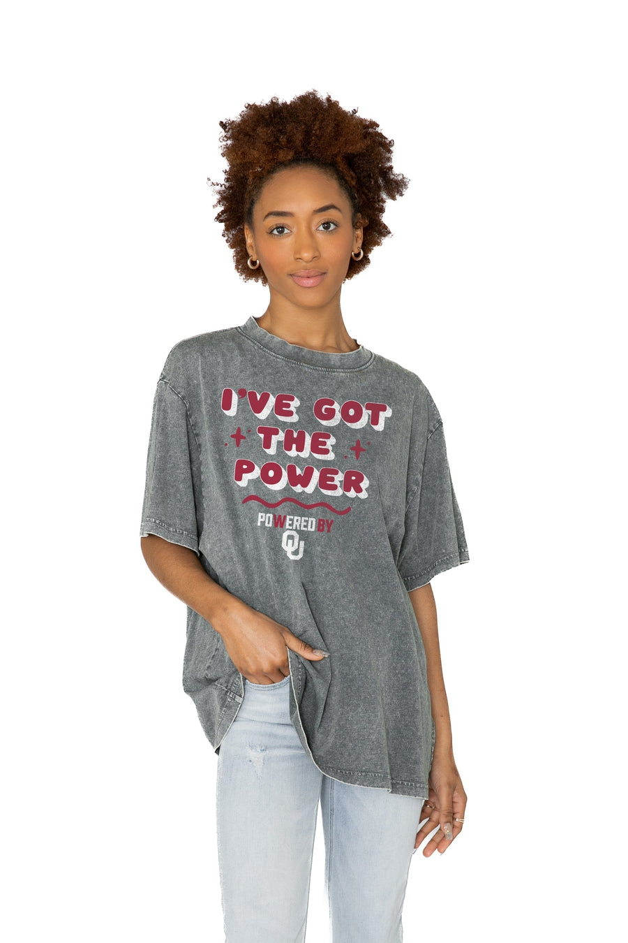 Premium Oklahoma Sooners 'I've Got The Power' Oversized Crewneck Tee