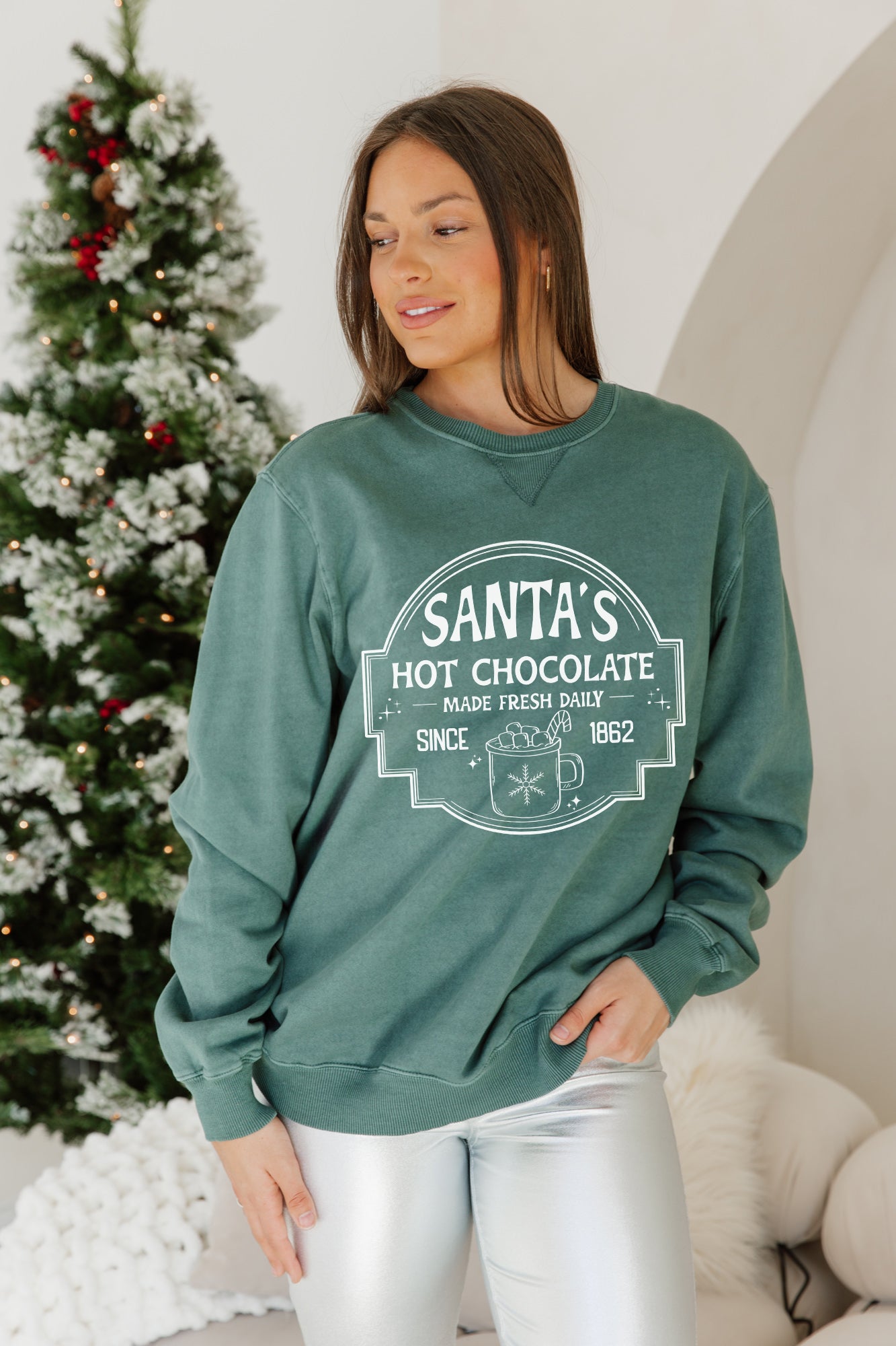 Ultimate Holiday Comfort: Candy Cane Club Oversized Classic Crew Sweatshirt