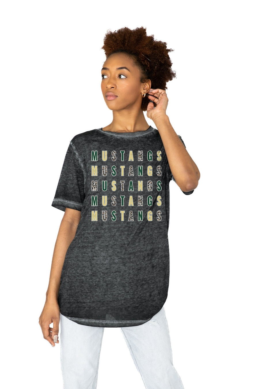 Premium CAL POLY MUSTANGS Acid Wash Boyfriend Tee - Running Wild Collection