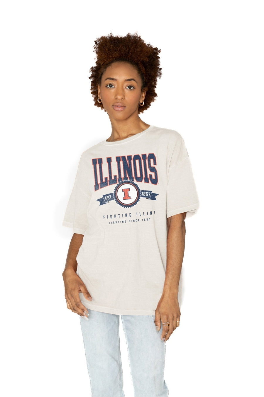 Premium Illinois Fighting Illini Oversized Cotton Crewneck Tee