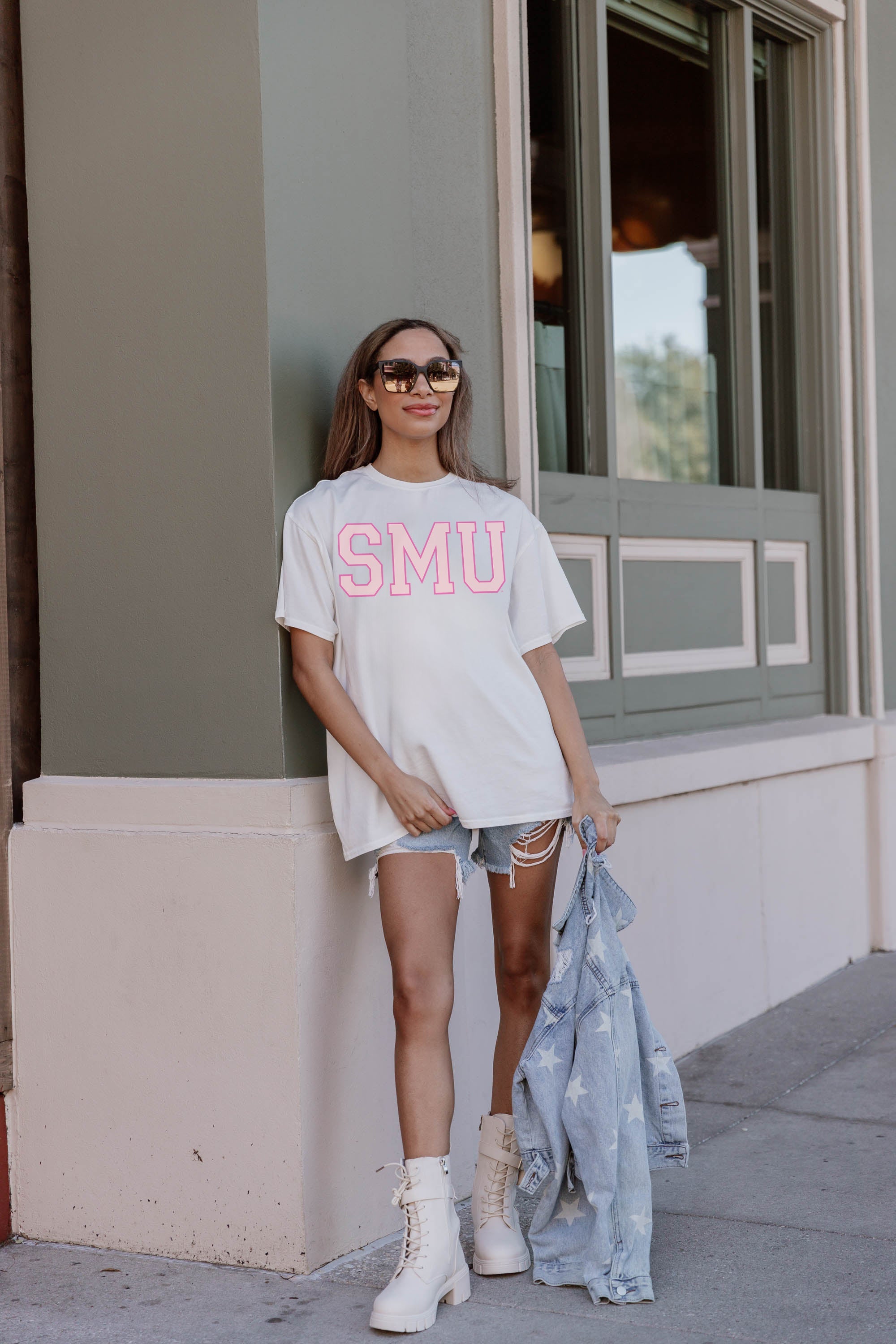 Premium SMU Mustangs Gameday Oversized Crewneck Tee - Ultimate Comfort & Style