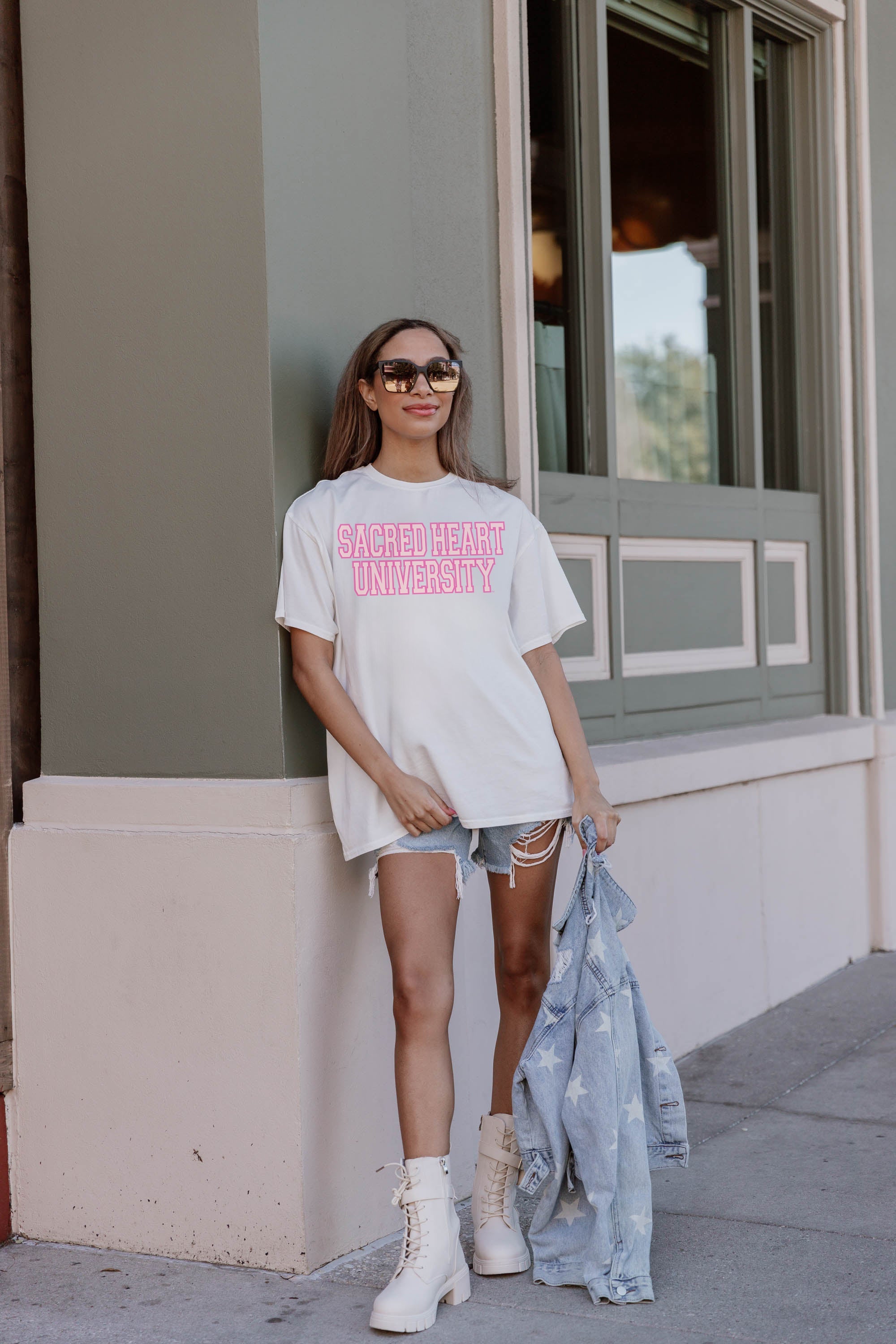 Premium Sacred Heart Pioneers Oversized Crewneck Tee - Ultimate Game Day Style